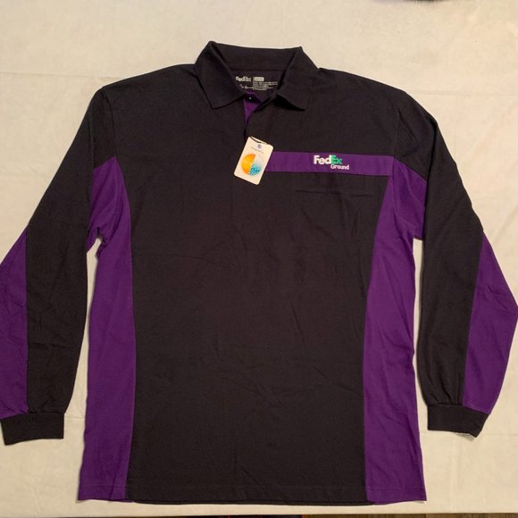 NWT FedEx Ground Long Sleeve Polo Delivery Driver Employee Uniform Mens XL - Picture 1 of 6